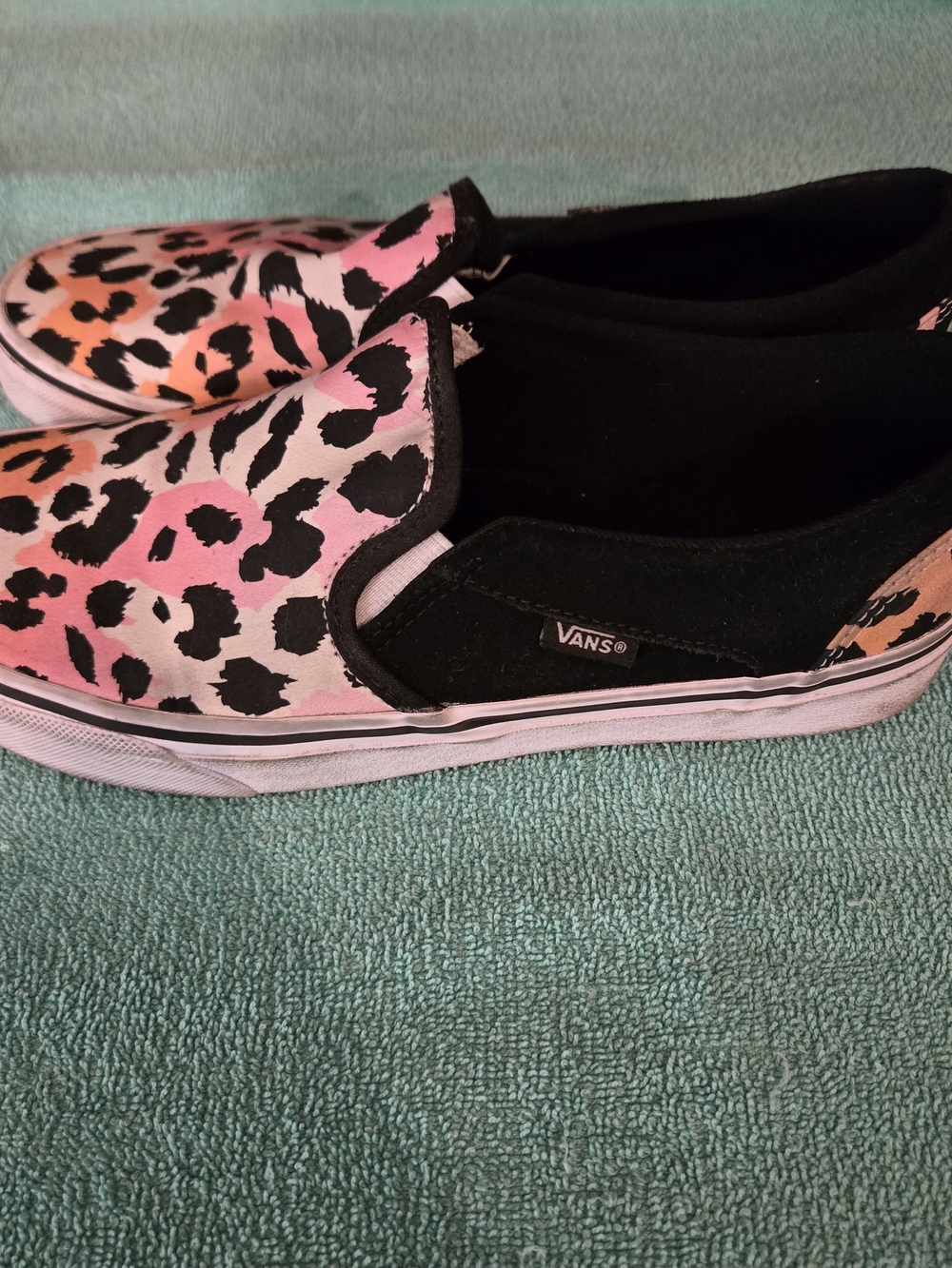 *Vans* Women's Slip-On Leopard Print Canvas Shoes - Pink & Orange - Picture 6 of 6
